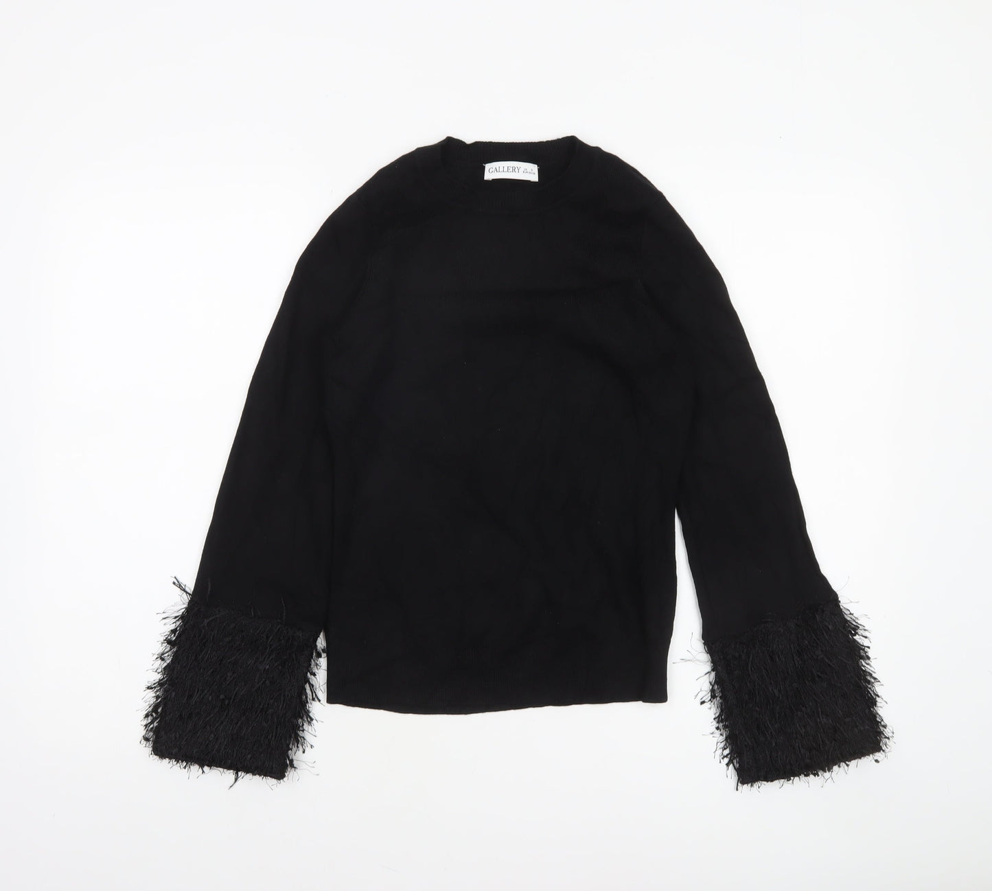 Gallery Womens Black Crew Neck Flared Sleeve Jumper Size S