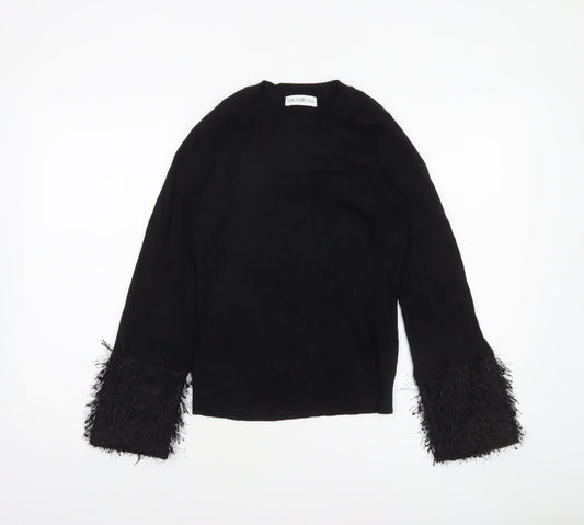Gallery Womens Black Crew Neck Flared Sleeve Jumper Size S