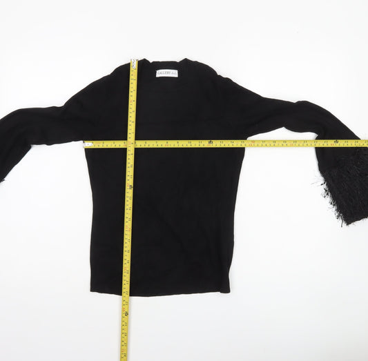 Gallery Womens Black Crew Neck Flared Sleeve Jumper Size S