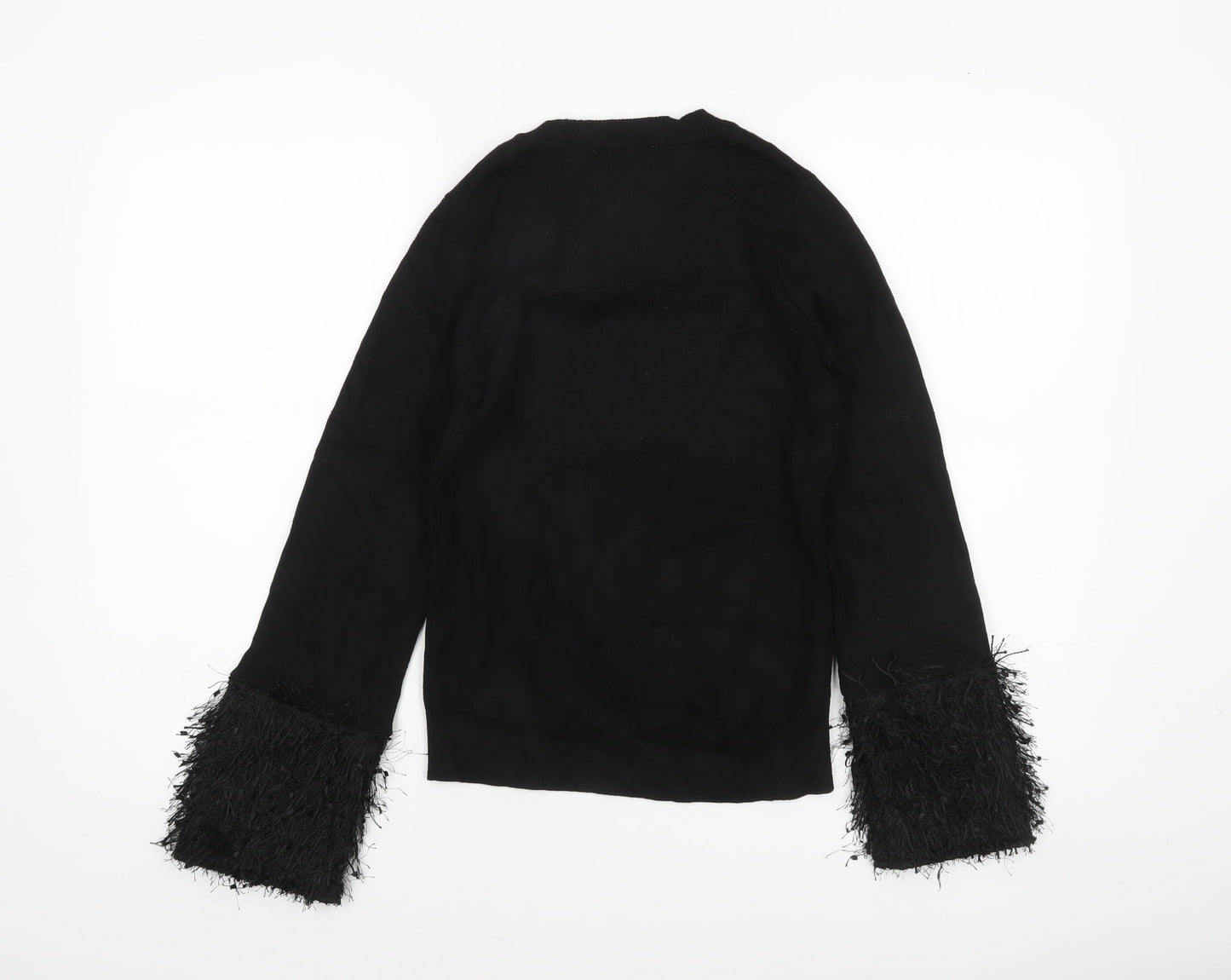 Gallery Womens Black Crew Neck Flared Sleeve Jumper Size S