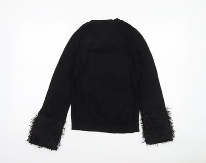 Gallery Womens Black Crew Neck Flared Sleeve Jumper Size S