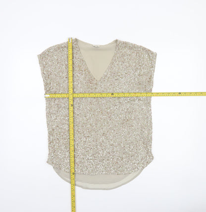 Womens UK Size 8 River Island Beige Tunic Blouse