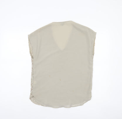Womens UK Size 8 River Island Beige Tunic Blouse