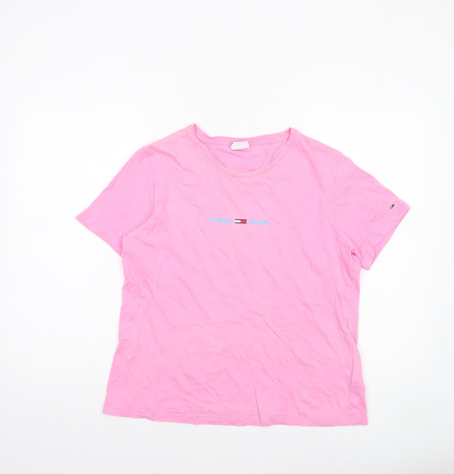 Womens UK Size L Tommy Jeans Pink Basic T-Shirt