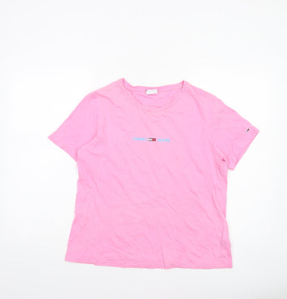 Womens UK Size L Tommy Jeans Pink Basic T-Shirt