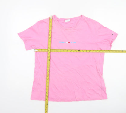 Womens UK Size L Tommy Jeans Pink Basic T-Shirt