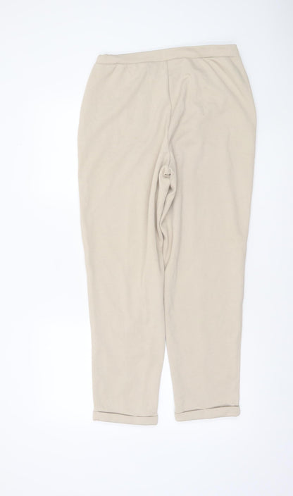 MNG Women's Beige Tapered Knit Trousers Size M Comfortable Workwear Pants