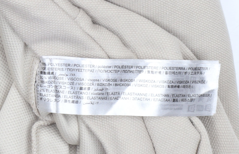 MNG Women's Beige Tapered Knit Trousers Size M Comfortable Workwear Pants