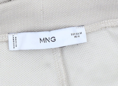 MNG Women's Beige Tapered Knit Trousers Size M Comfortable Workwear Pants