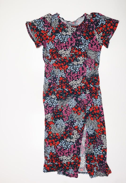 Dunnes Womens Multicoloured Floral Midi Fit & Flare Dress Size 14