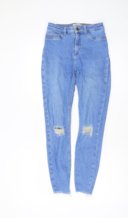 New Look Women’s Blue Skinny High Rise Distressed Halli Disco Jeans Size 8