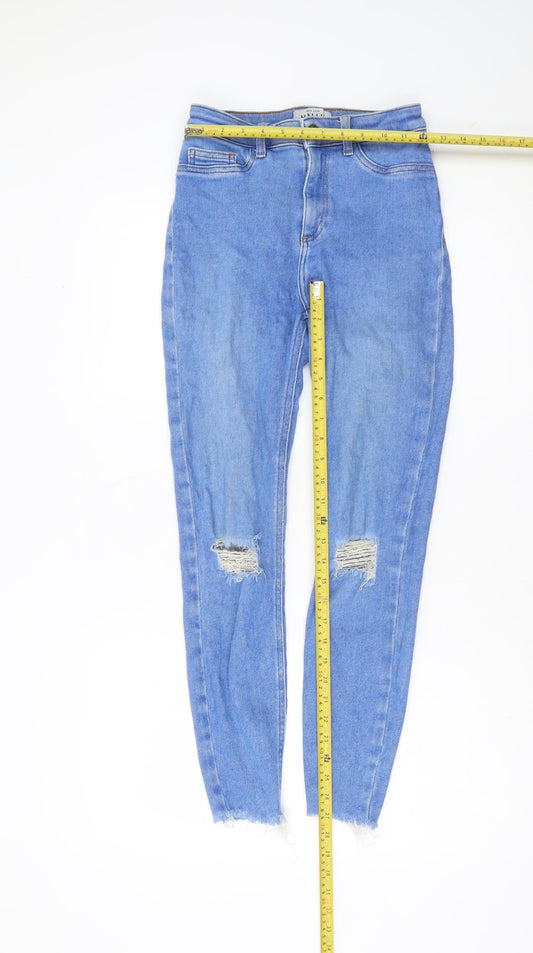 New Look Women’s Blue Skinny High Rise Distressed Halli Disco Jeans Size 8