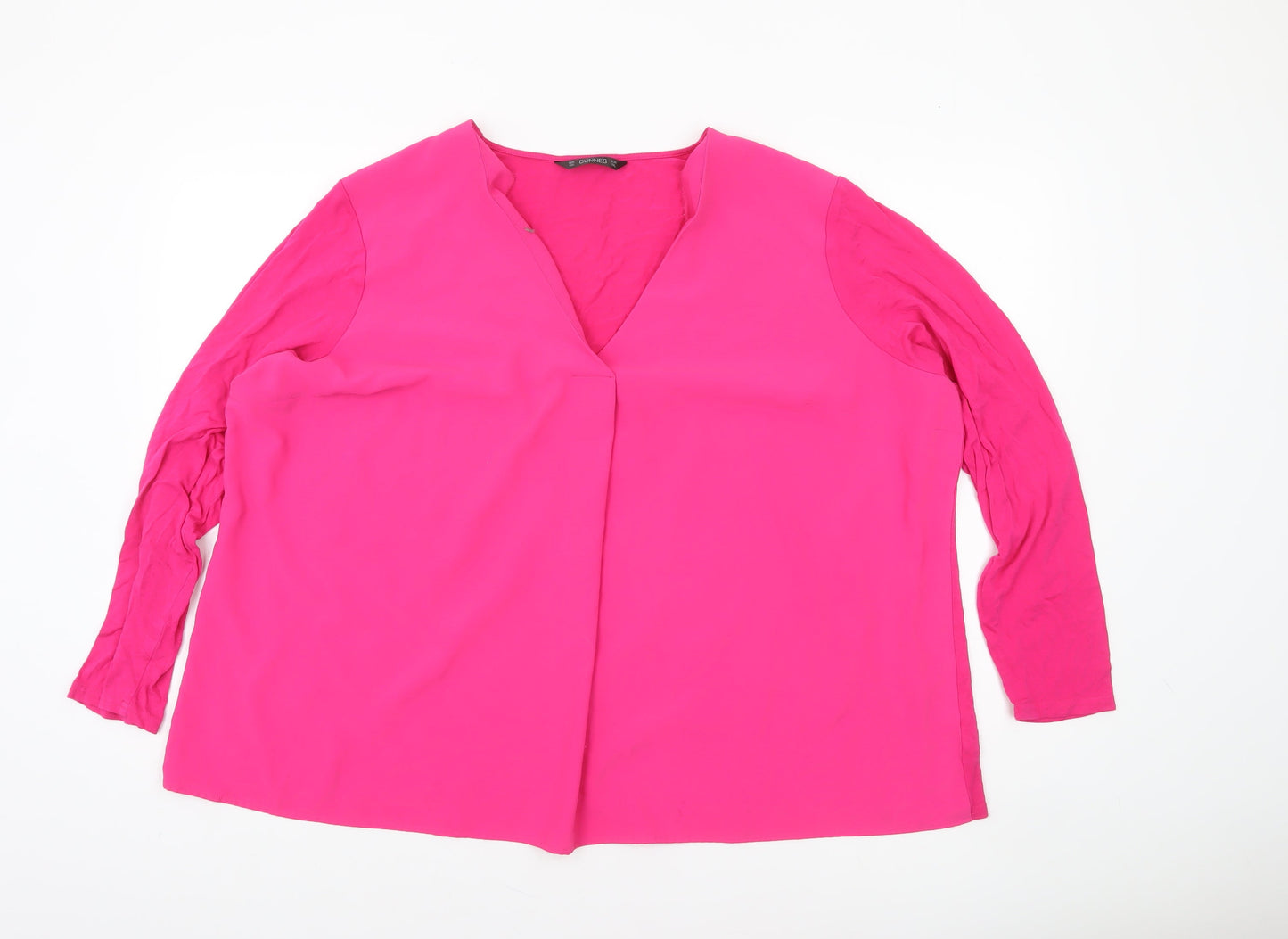 Dunnes Women’s Pink V-Neck Long Sleeve Blouse Size 2XL