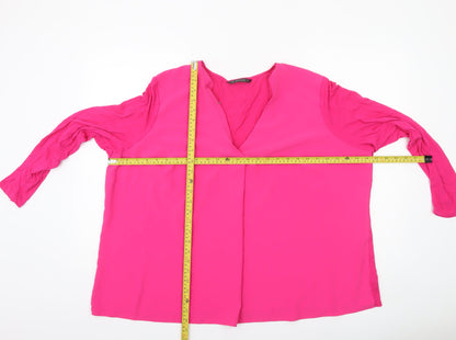 Dunnes Women’s Pink V-Neck Long Sleeve Blouse Size 2XL