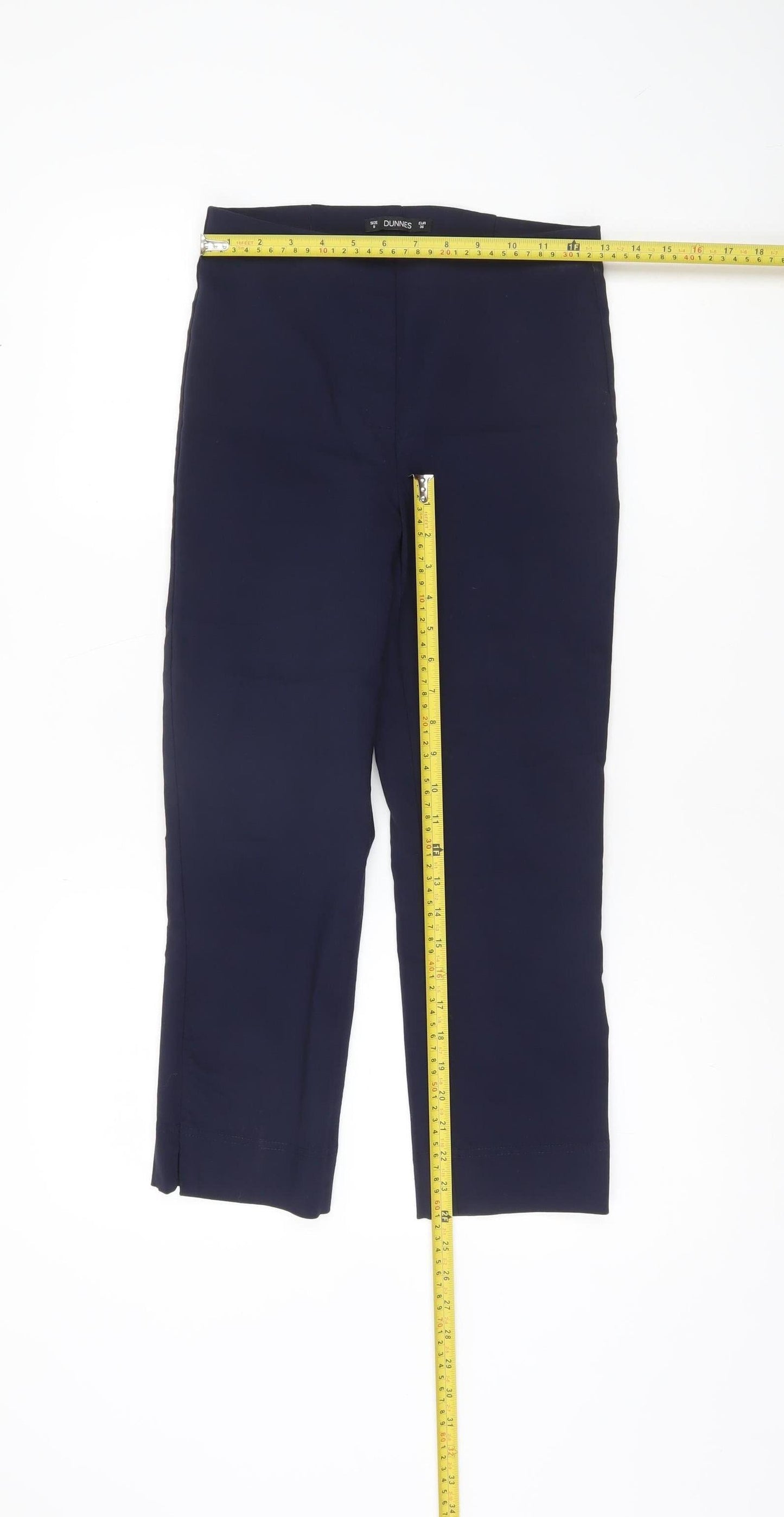 Womens UK Size 8 Dunnes Slim Fit Cropped Blue Trousers