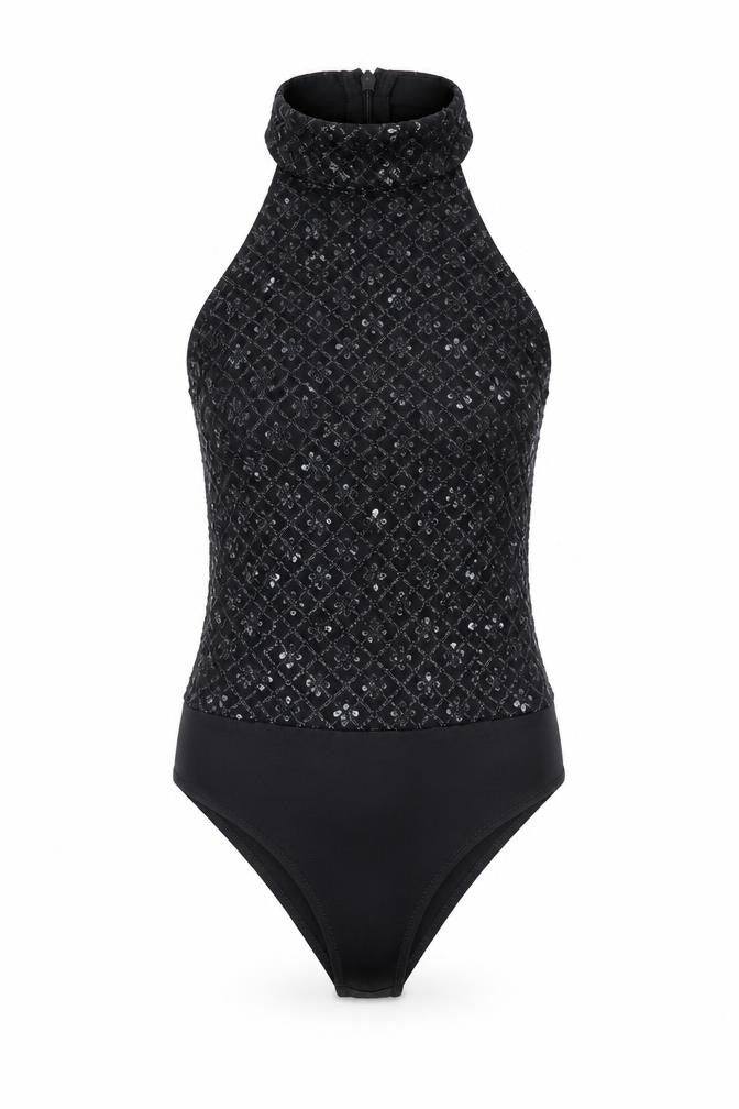 Womens UK Size 8 PRETTYLITTLETHING One-Piece Black Bodysuit
