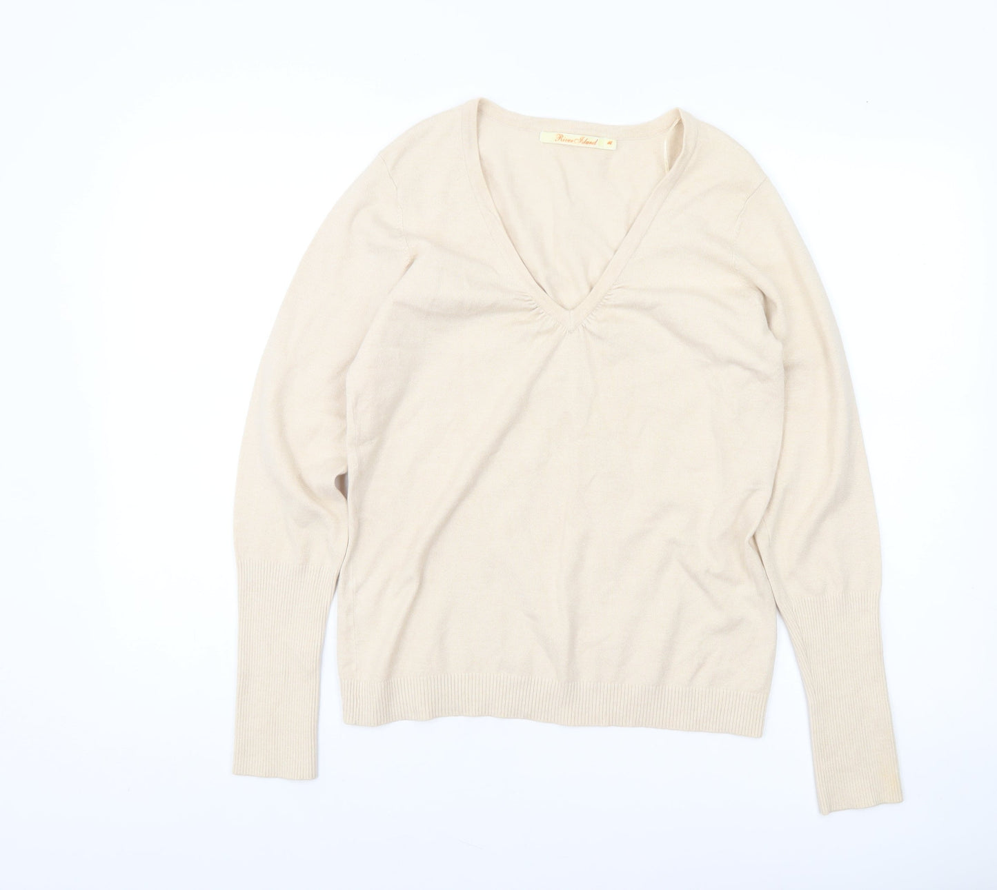 River Island Womens Beige V-Neck Pullover Jumper Size 14
