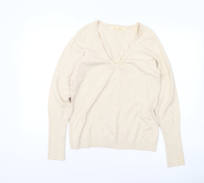 River Island Womens Beige V-Neck Pullover Jumper Size 14