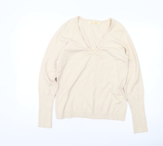 River Island Womens Beige V-Neck Pullover Jumper Size 14