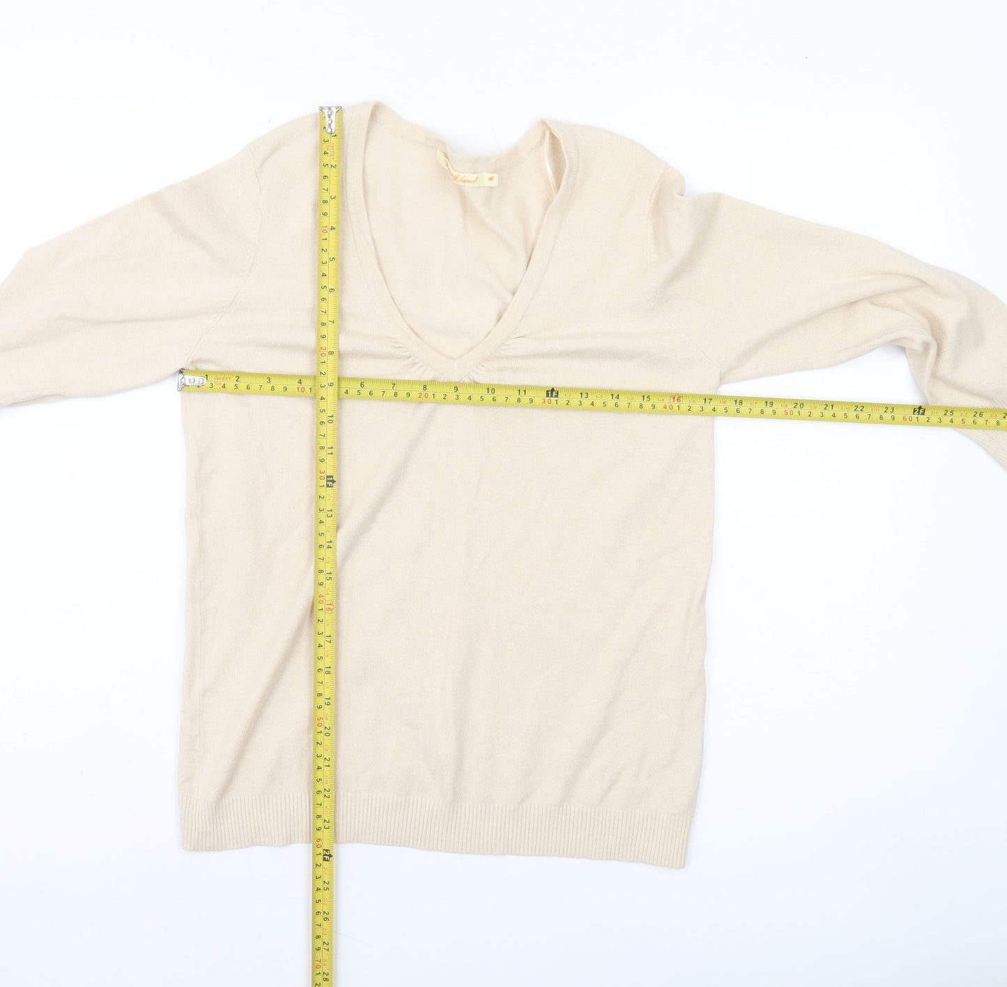 River Island Womens Beige V-Neck Pullover Jumper Size 14