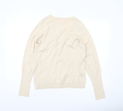 River Island Womens Beige V-Neck Pullover Jumper Size 14
