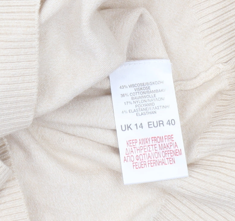 River Island Womens Beige V-Neck Pullover Jumper Size 14