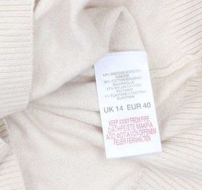 River Island Womens Beige V-Neck Pullover Jumper Size 14