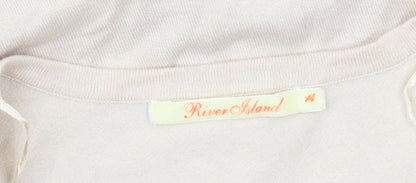 River Island Womens Beige V-Neck Pullover Jumper Size 14