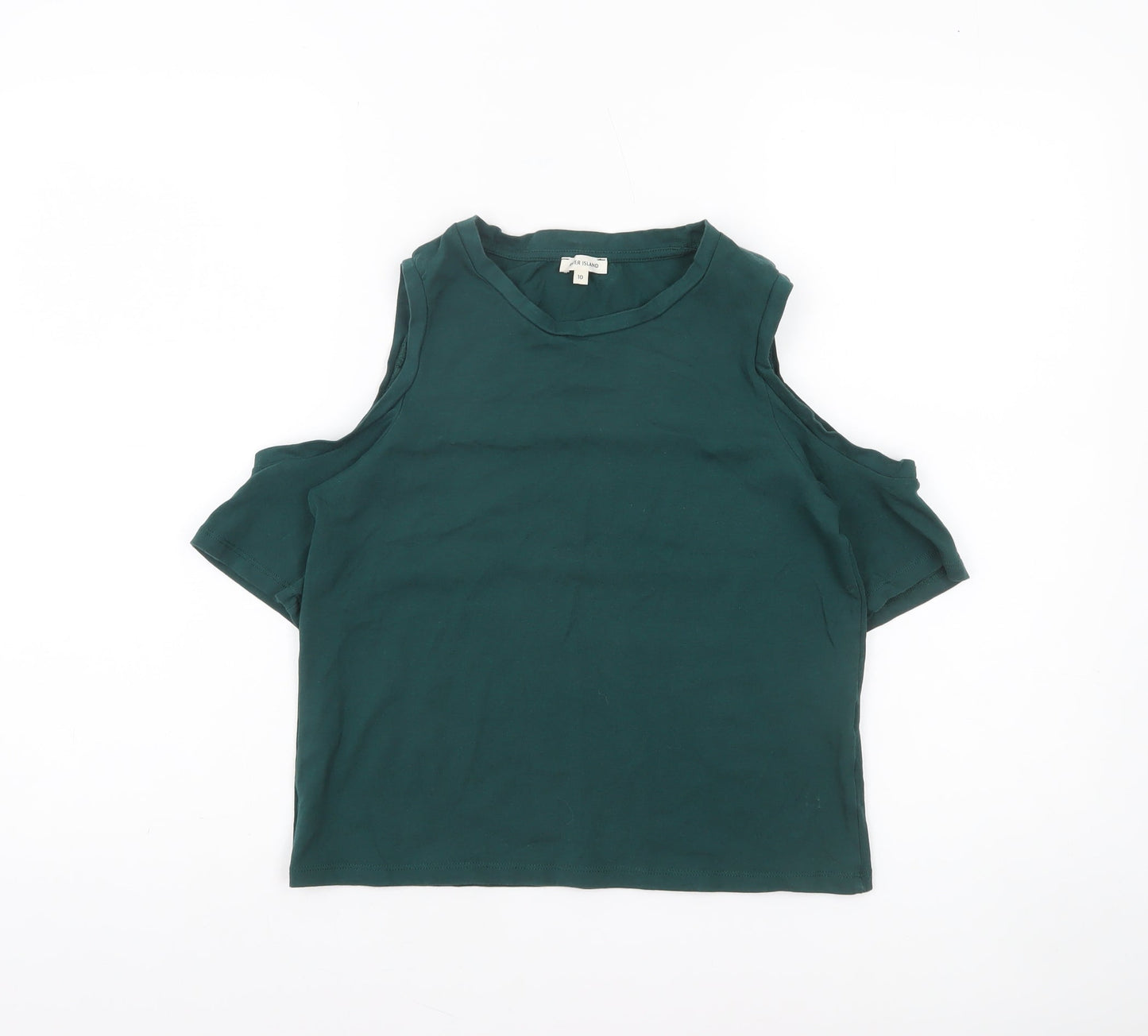 Womens UK Size 10 River Island Green Basic T-Shirt