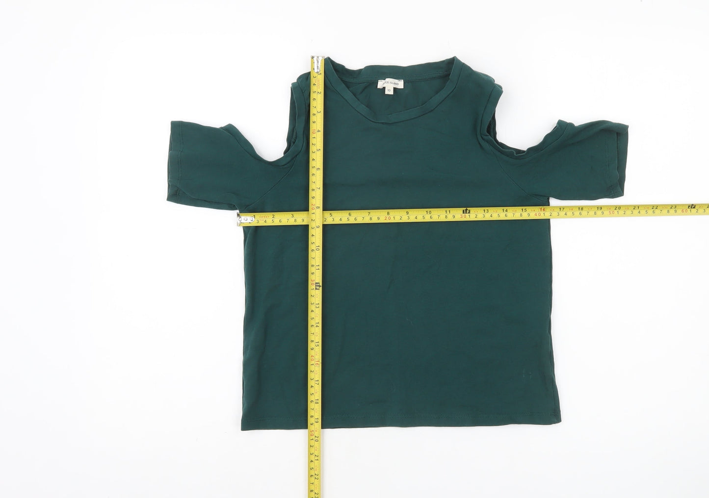 Womens UK Size 10 River Island Green Basic T-Shirt