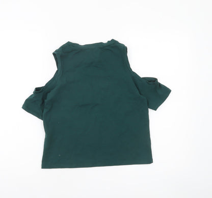 Womens UK Size 10 River Island Green Basic T-Shirt