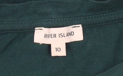 Womens UK Size 10 River Island Green Basic T-Shirt