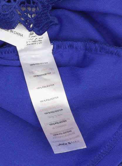 Paper Dolls Women Blue Lace Sheath Dress UK 18 Formal 3/4 Sleeve