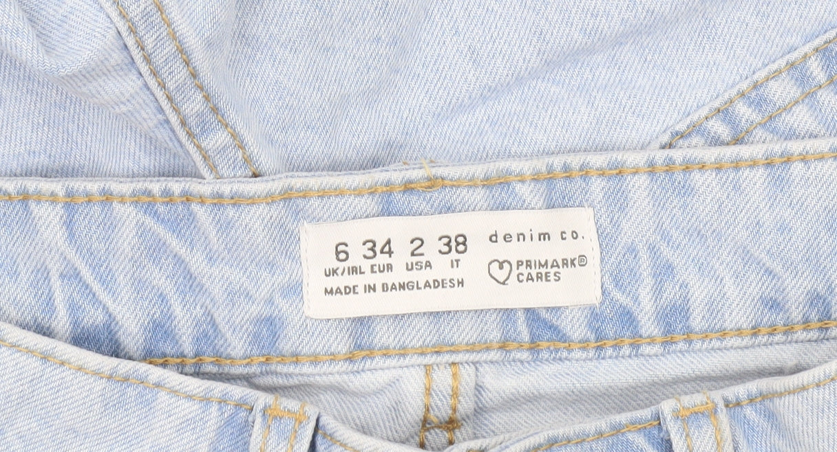 Primark Women Blue Size 6 High Waist Denim Bermuda Shorts