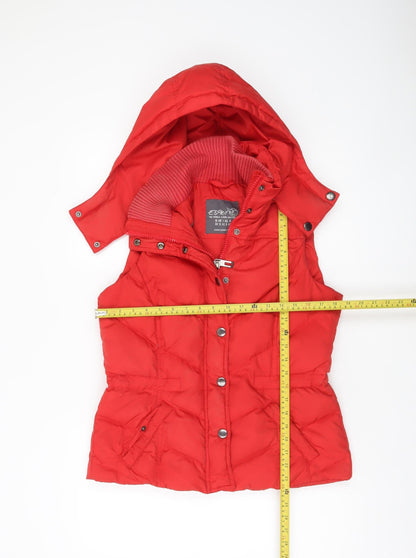 Esprit Womens Red Size 12 Hooded Puffer Waistcoat