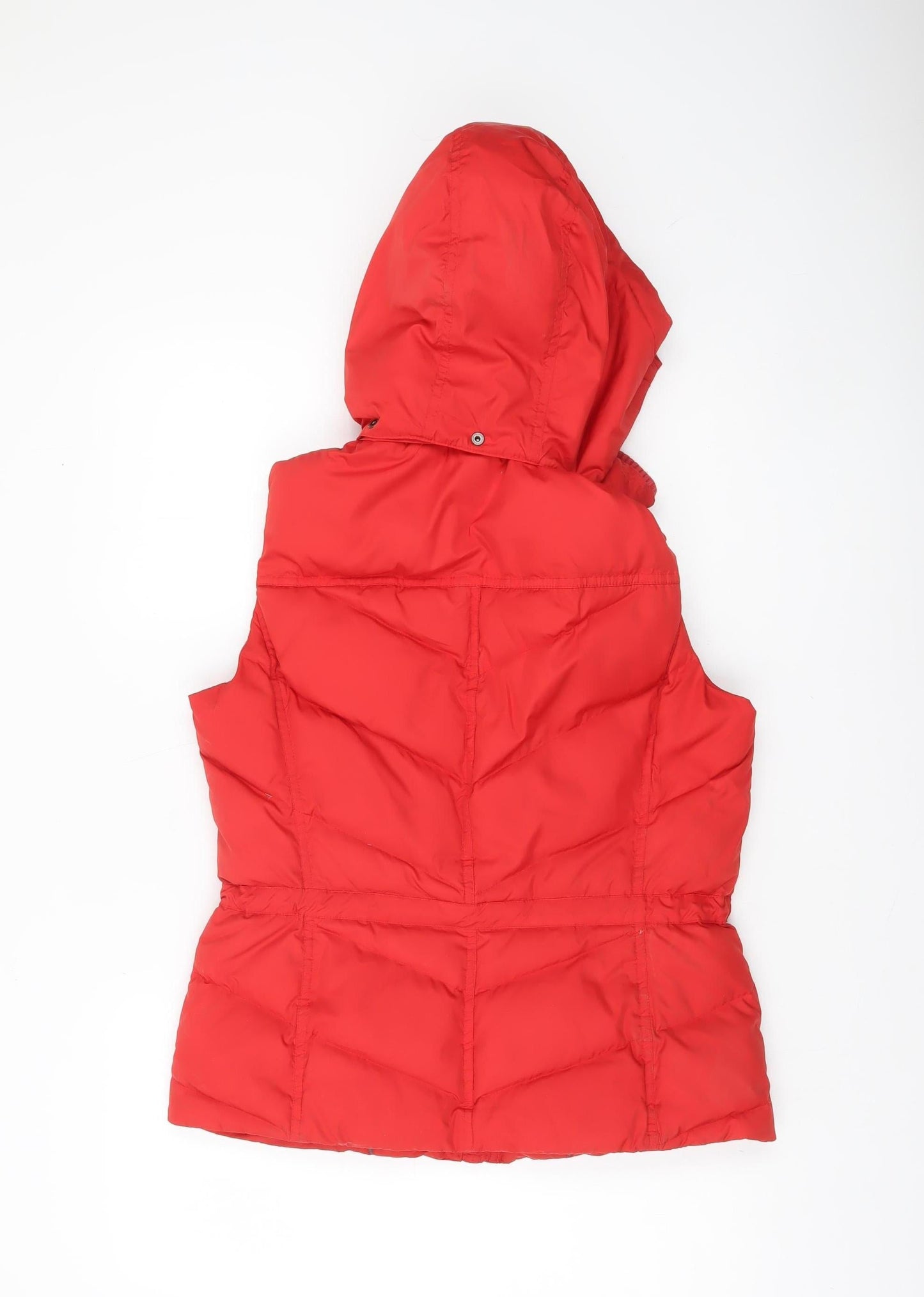Esprit Womens Red Size 12 Hooded Puffer Waistcoat