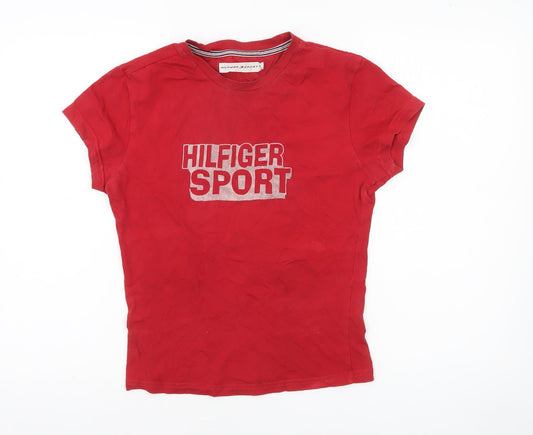 Womens UK Size XL Tommy Hilfiger Red Basic T-Shirt
