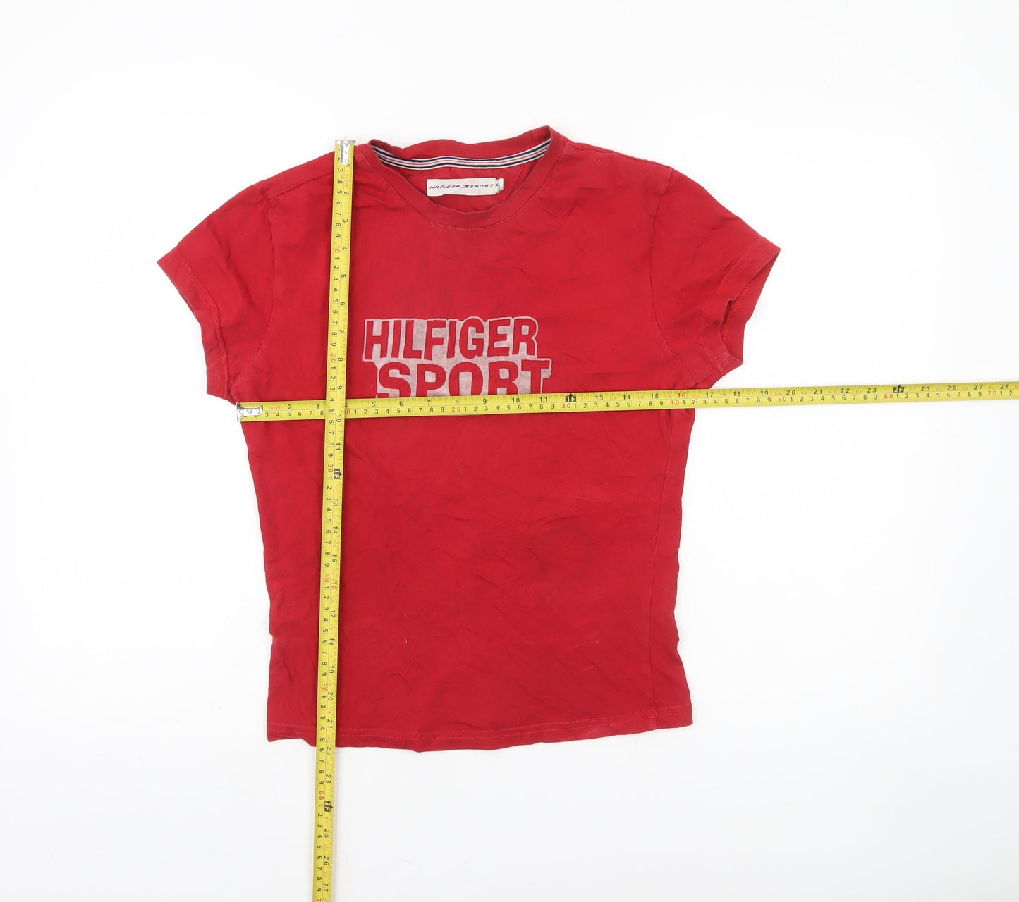 Womens UK Size XL Tommy Hilfiger Red Basic T-Shirt