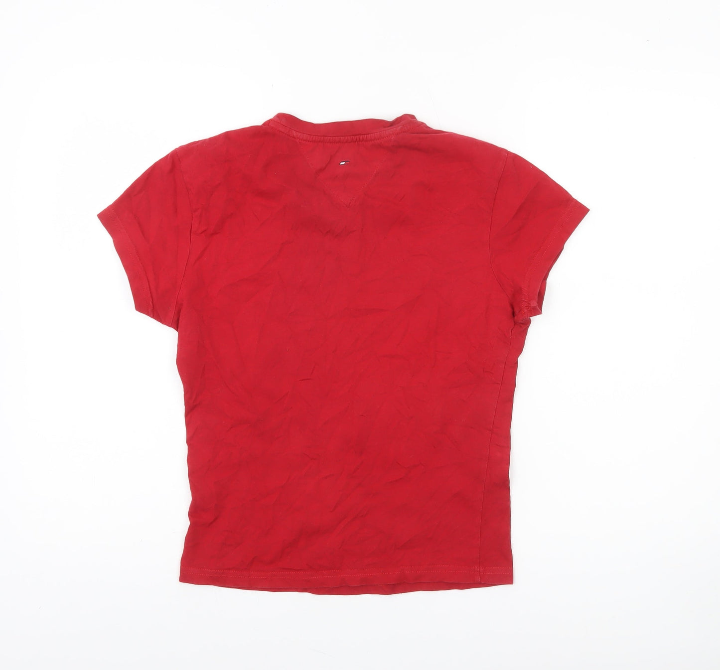 Womens UK Size XL Tommy Hilfiger Red Basic T-Shirt