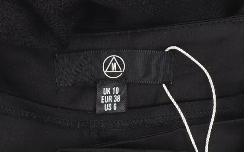 Missguided Women’s Black High Rise Belted Ankle Zip Tapered Trousers UK 10