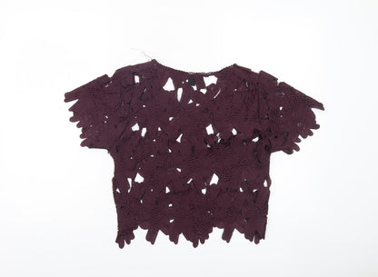 Womens UK Size S Atmosphere Purple Cropped Blouse