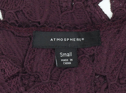 Womens UK Size S Atmosphere Purple Cropped Blouse