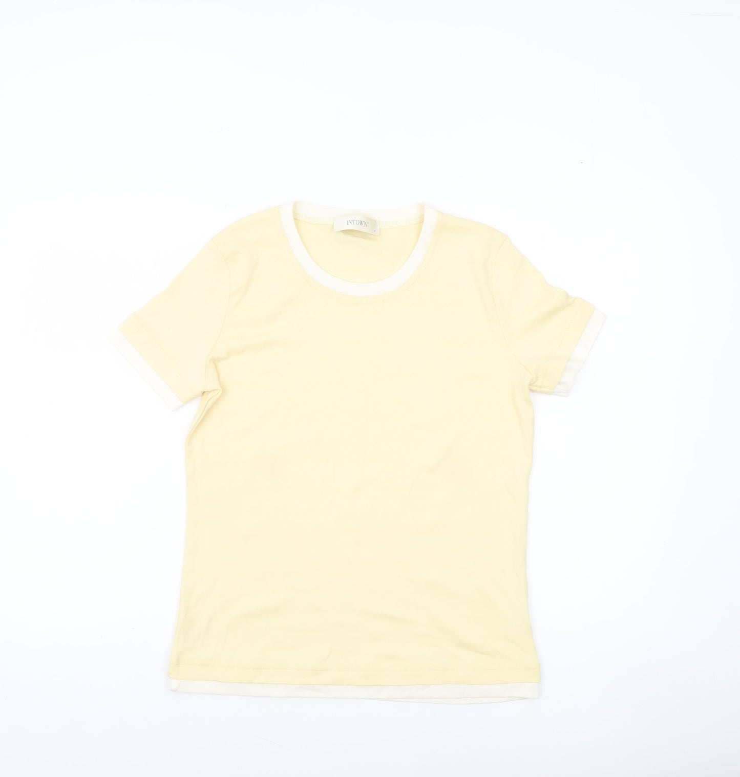 Womens UK Size M INTOWN Yellow Ringer T-Shirt