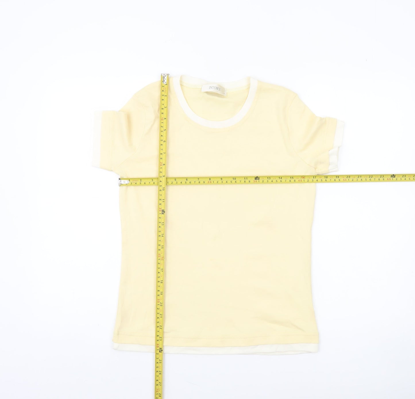 Womens UK Size M INTOWN Yellow Ringer T-Shirt