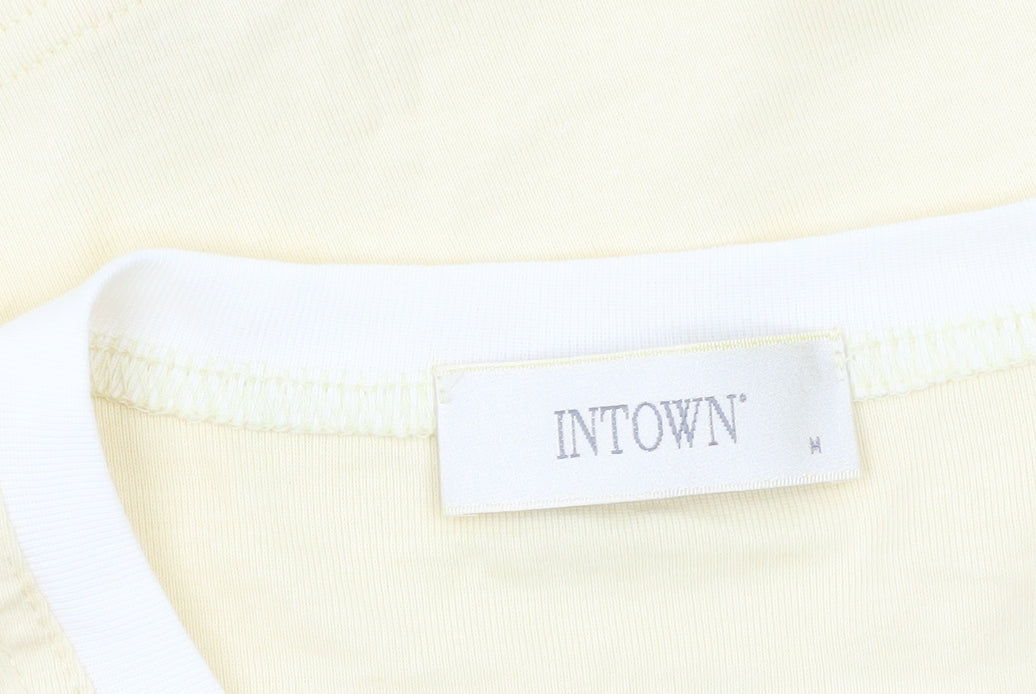 Womens UK Size M INTOWN Yellow Ringer T-Shirt