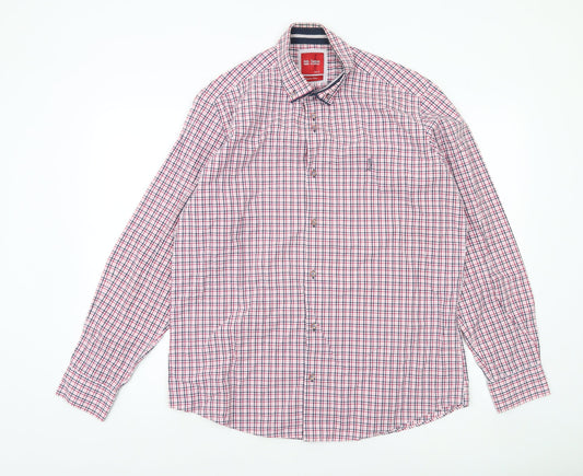 6th Sense Men’s Multicoloured Check Cotton Long Sleeve Button-Up Shirt L