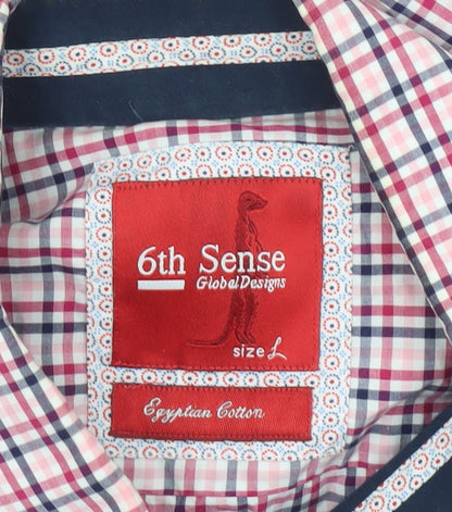 6th Sense Men’s Multicoloured Check Cotton Long Sleeve Button-Up Shirt L