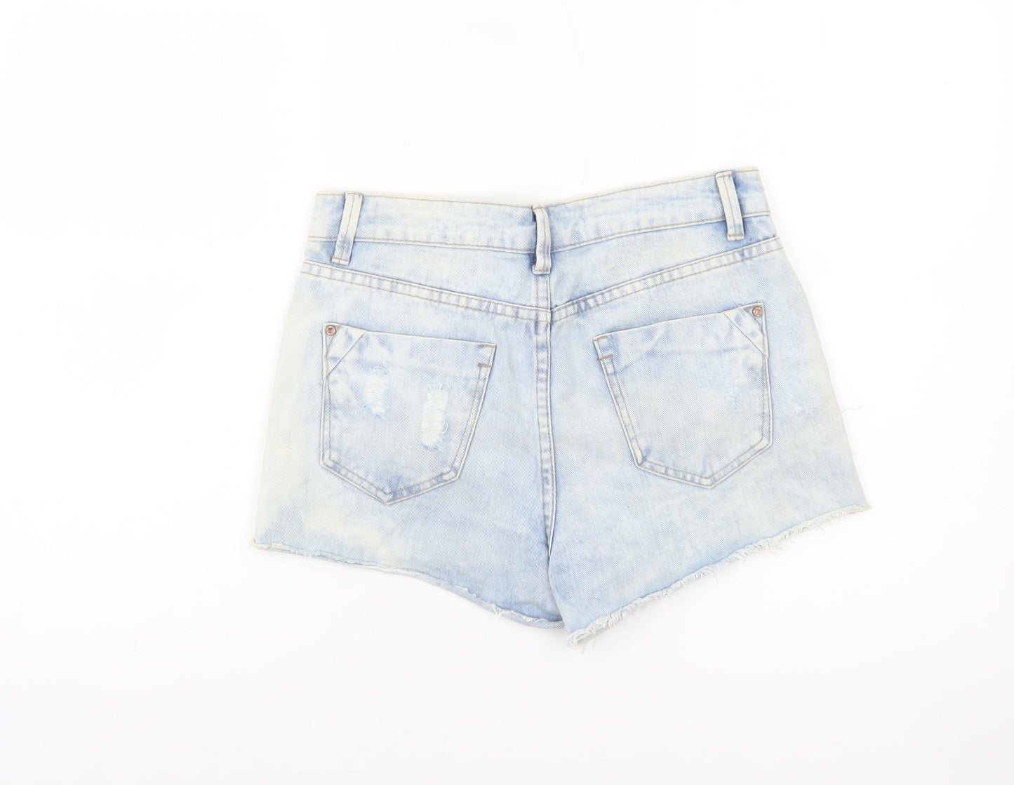 New Look Women's Blue Denim Hot Pants UK 10 Distressed Cotton Shorts