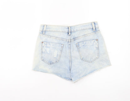 New Look Women's Blue Denim Hot Pants UK 10 Distressed Cotton Shorts