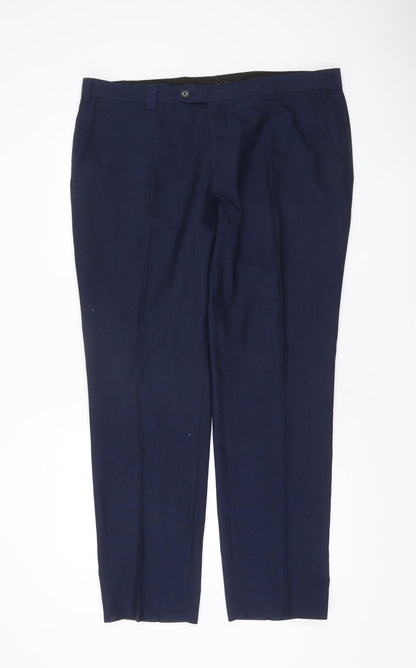 Remus Uomo Men's Navy Blue 46R Dress Pants Trousers Formal Smart Workwear